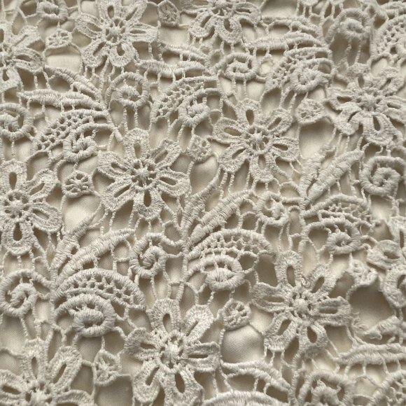 Vintage Womens V Cristina Crochet Lace Blouse Large Long Flared Sleeves Cream - Picture 2 of 9